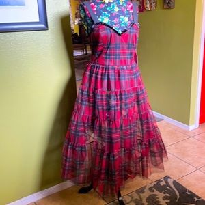 Betsey Johnson plaid prom dress 12